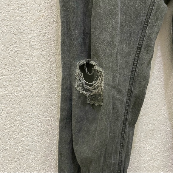 Free People Army Green Herringbone Distressed Relaxed Pants Size 4 - Picture 6 of 12